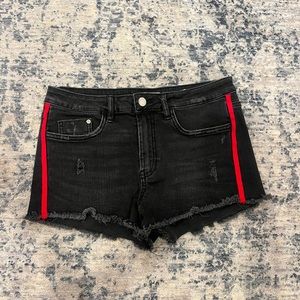 ZARA Authentic Denim Black Shorts w/ Red Stripes